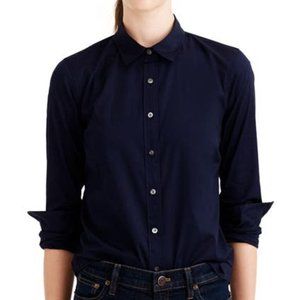J. Crew Perfect Stretch Button Down Navy Shirt - L